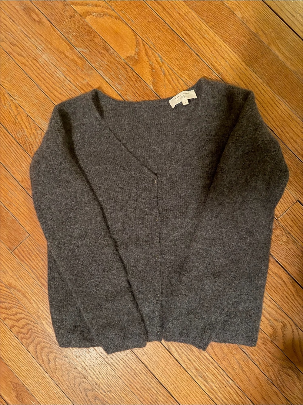 Sezane Charcoal V-Neck Wool Blend Sweater Cardigan - Men